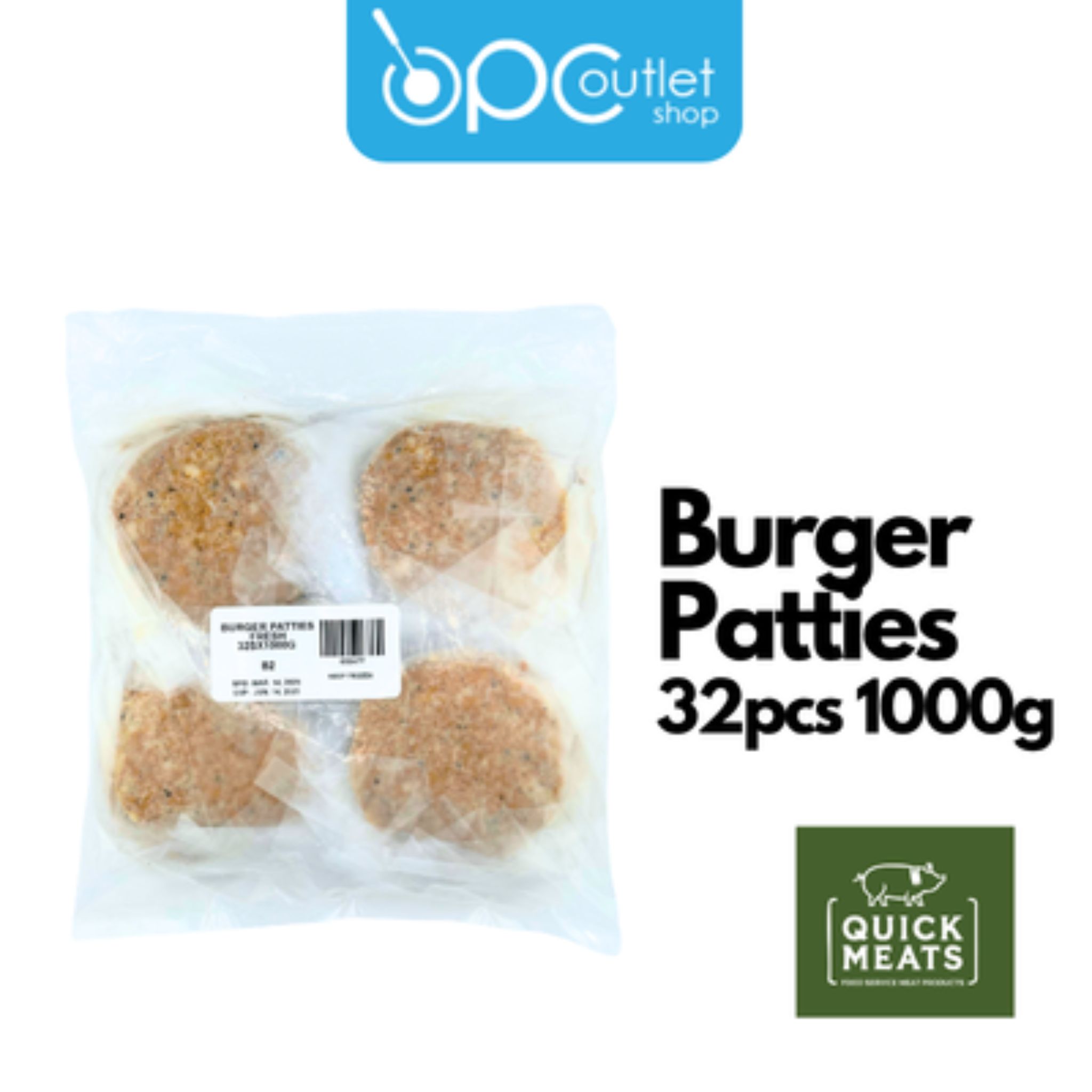 Quickmeats Burger Patties Moulded Fresh 32sx1000g